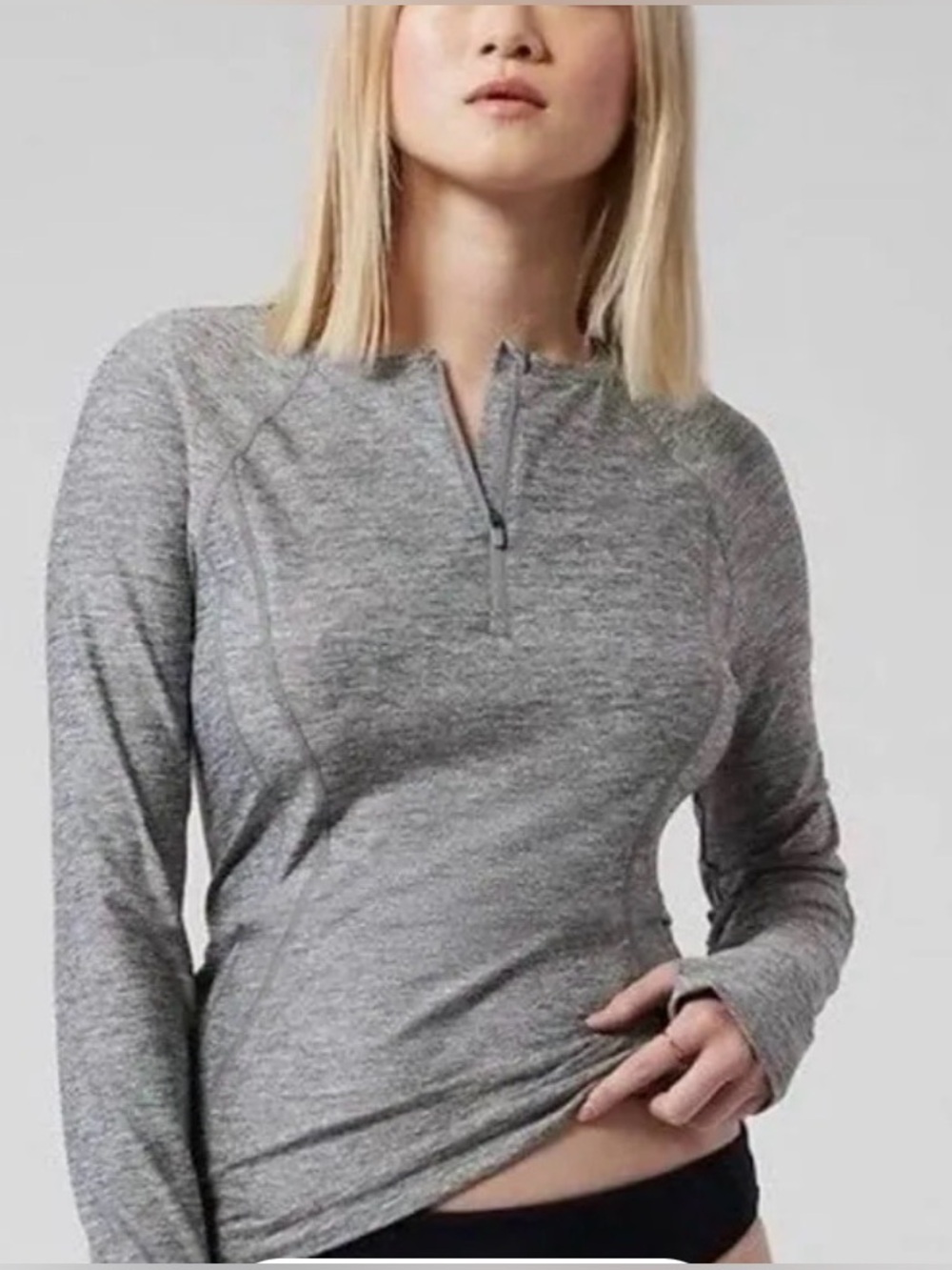Athleta Heather Grey Half-Zip Athletic Performance Top